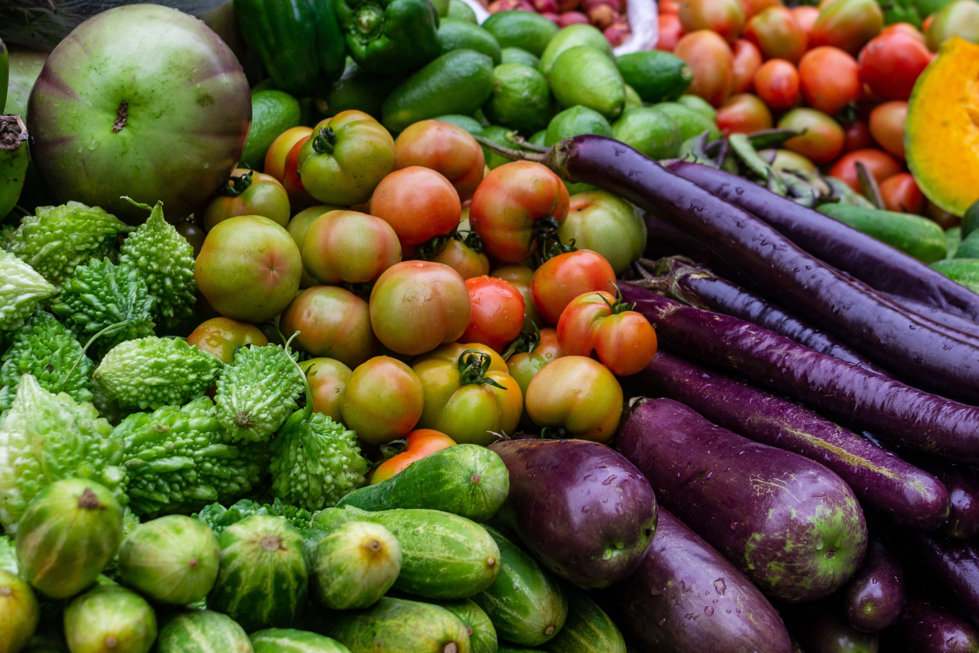 Fresh Bangladeshi vegetables in market storage